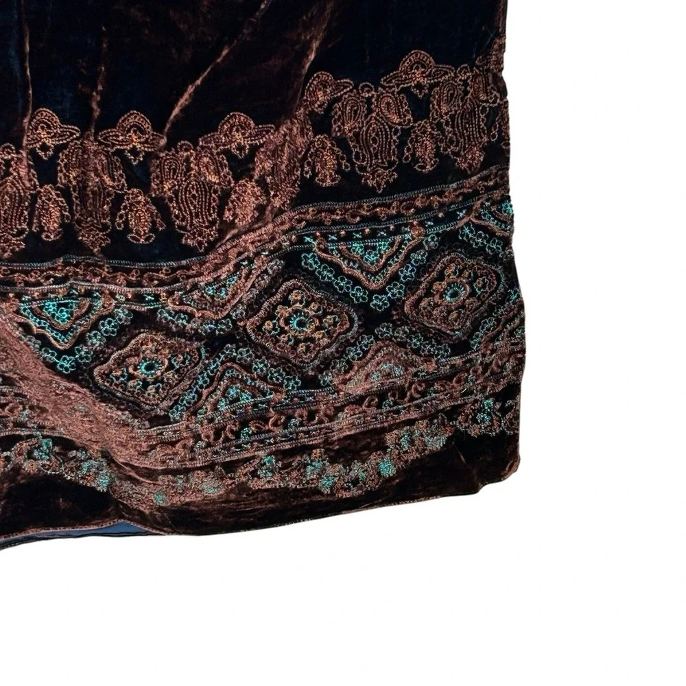 Citron Santa Monica Velvet Scarf Shawl Boho Art To Wear Embroidered‎ 84"x19" NEW - Picture 12 of 14